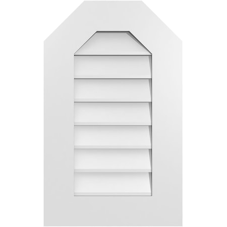 Ekena Millwork Octagonal Top Surface Mount PVC Gable Vent w/ 3-1/2"W x 1"P Standard Frame, 16"W x 26"H GVPOT16X2601SN
